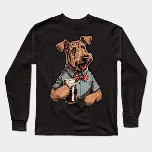 Terrier Holding A Beer Long Sleeve T-Shirt